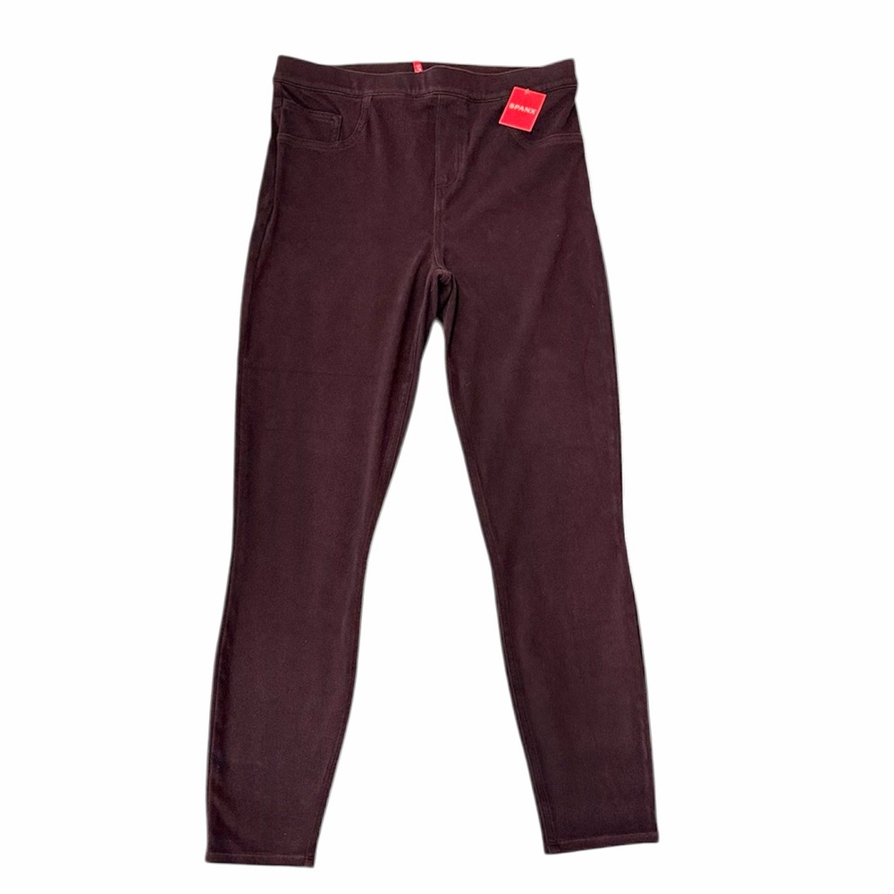 Spanx Jean-ish Burgundy Ankle Length Leggings Stretch Tummy Control Size XL NWT - Picture 2 of 12